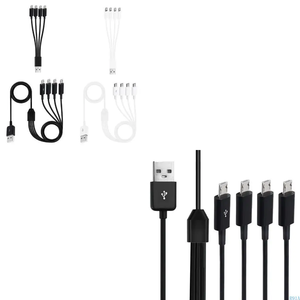 R91A 4 in 1 USB Charging Cable Multicharging Cable USB Splitter Cable