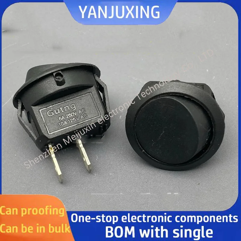 1~5pcs/lot High current 6A 250V circular boat-shaped switch with 2 pins 2 positions 20mm push-button switch KCD2