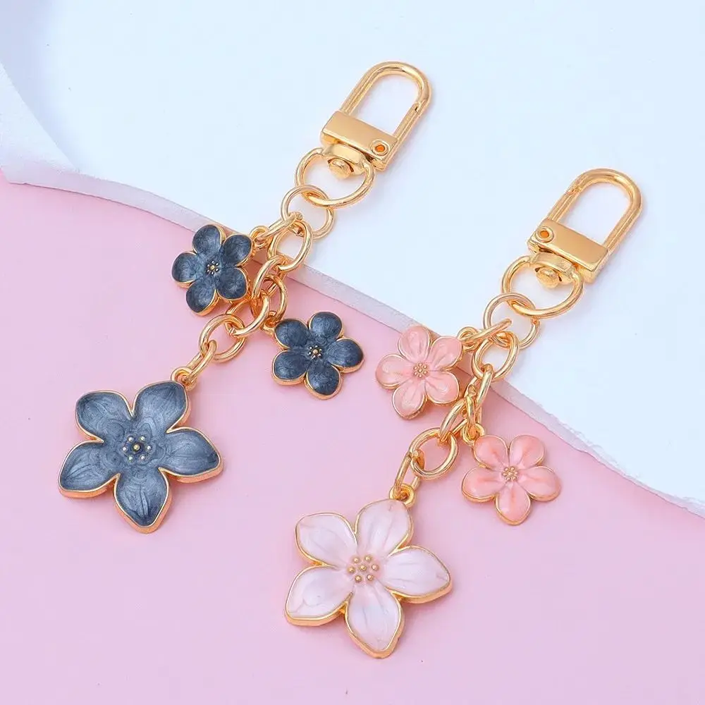 Alloy Sakura Keychain Cherry Blossom Pearl Accent Cherry Blossom Keychain Enamel Coating Sweet Cute Bag Charm Handbag Decor