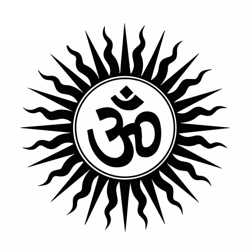 Car Sticker Personality Interesting PVC Decal Mystery Om Hindu Religion Hindi Sanskrit Symbol Car Sticker Black/White, 16cm*16cm