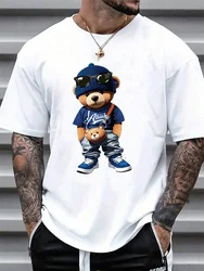 Luxury Little Bear Print Print Tshirt Summer Casual O-Neck Short Sleeve Clothes Harajuku Unisex Cotton Tee Streetwear Tops