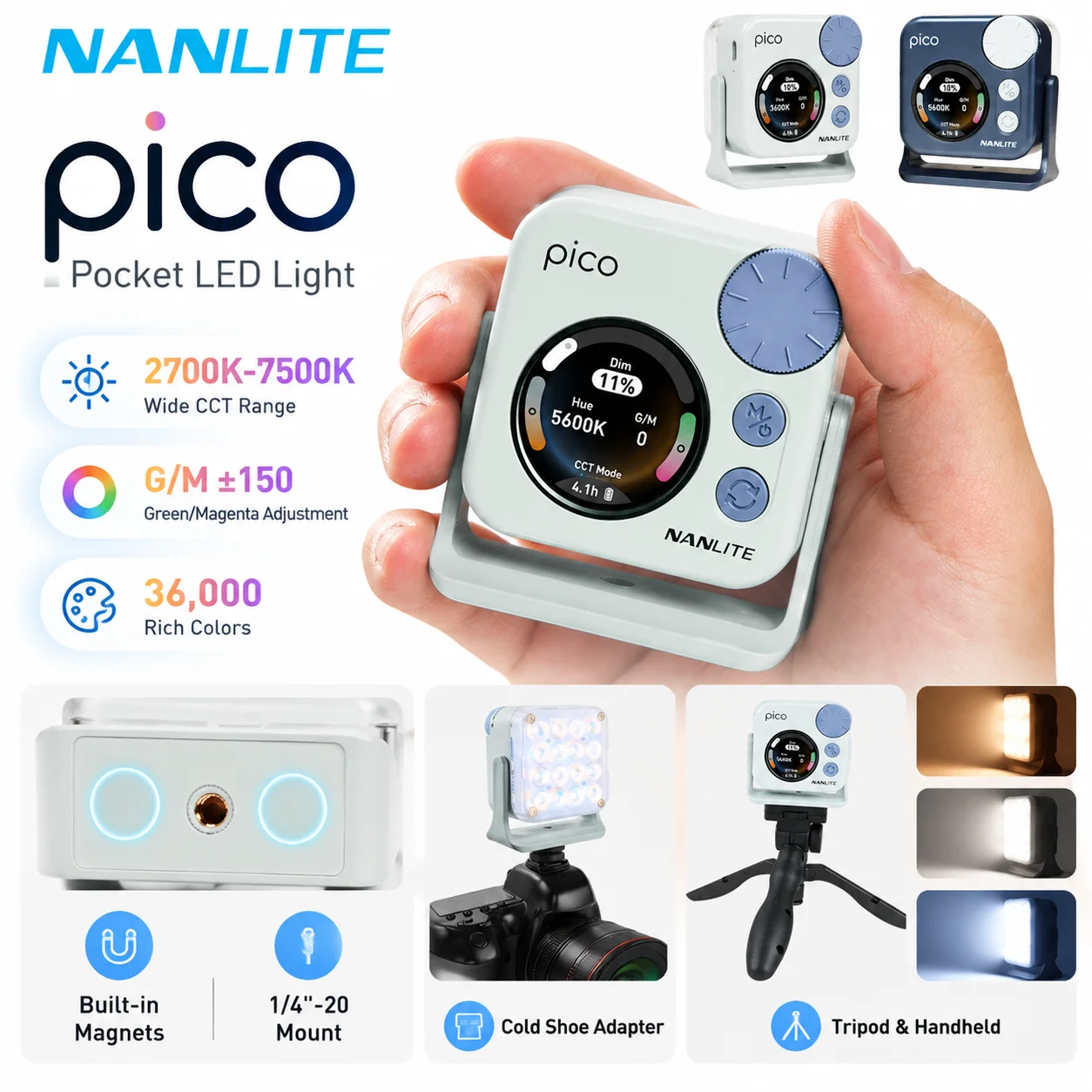 Photography Lighting Handheld - Nanlite Pico RGB – miniaturowa, magnetyczna,