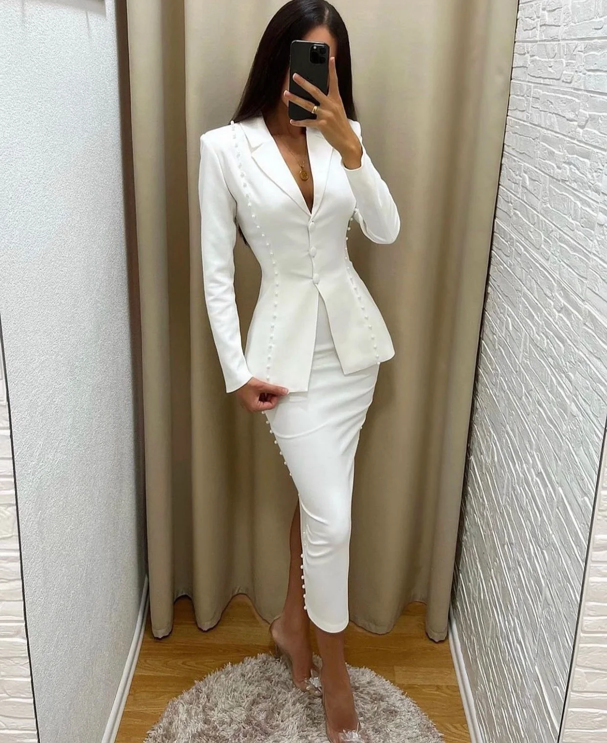 ladies formal dress with blazer Aurore black single-breasted blazer dress