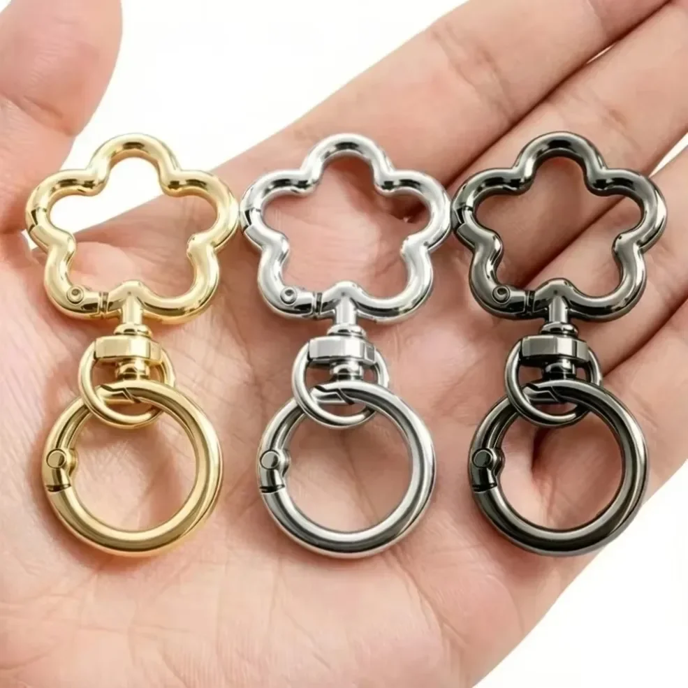2/50PCS flower-Shaped Metal Keychain: Rotating Clasp Key Ring Round Carabiner Clip O-Type Spring Hook. Suitable for accessories