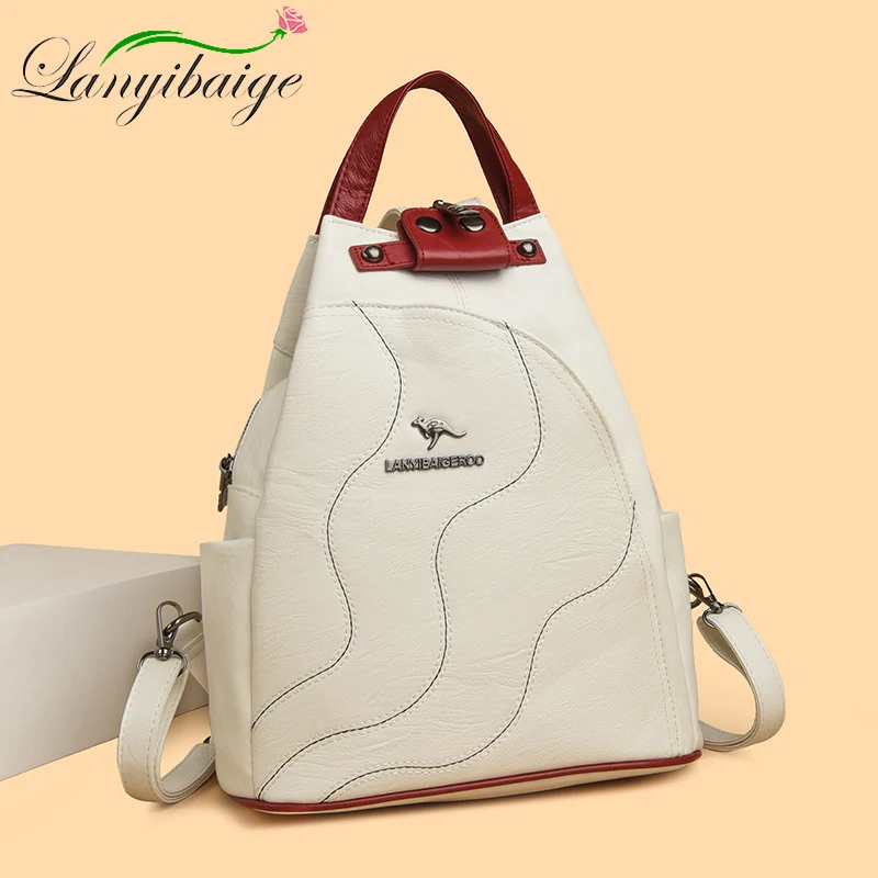 

Women Leather Backpacks Zipper Female Chest Bag Travel Back Pack Ladies Bagpack Mochilas School Bags for Teenage Girls Sac A Dos