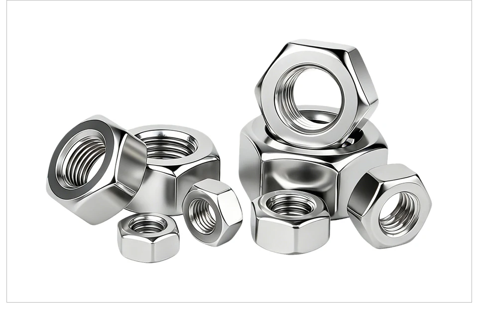 304 Edelstahl Sechskantmuttern A2-70 DIN934 Metrisches Gewinde Sechskantmutter Befestigungselement M1.2-M33 M3 M4 M5 M6 M8 M10 M12 M16 M20 – Detail 8