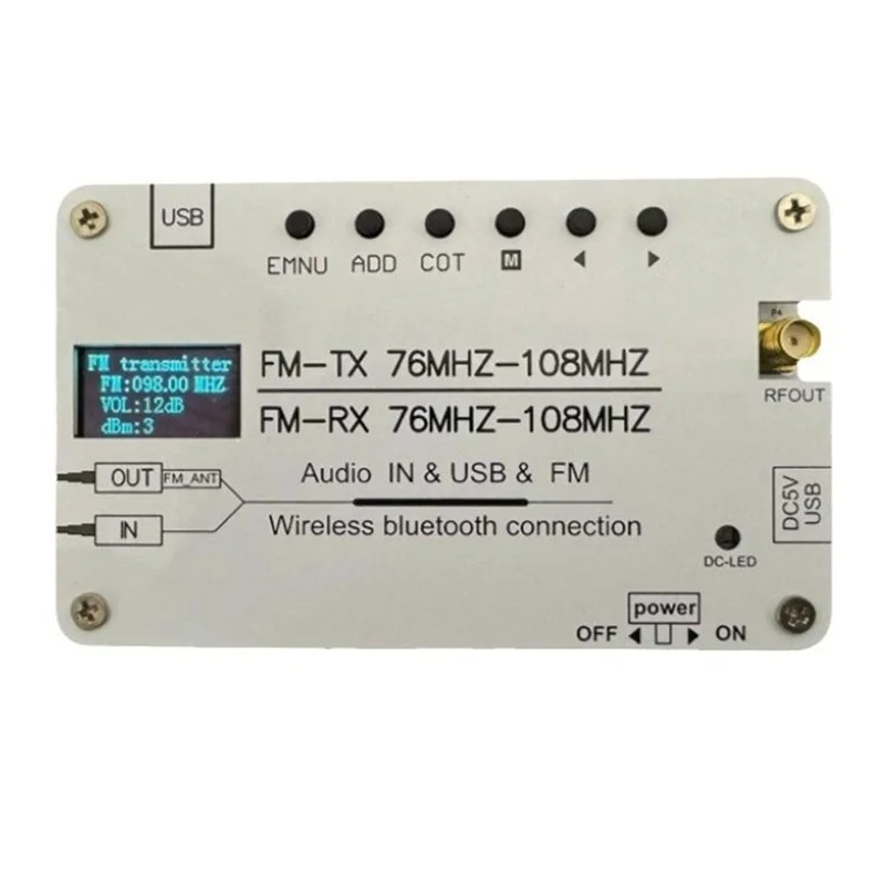 Sensitive Multi Functional FM Transmitter Bluetooth USB FM Transmitter FM Radio 76MHZ-108Mhz Receiving And Transmitting AUX