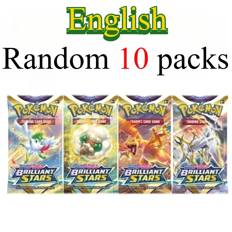10 Pokémon-kaartpakketten, heldere sterren, 151 prismatische evoluties, PALDEAN FATES, Engelse versterking, gevechtstransactiekaartcadeau - afbeelding 1
