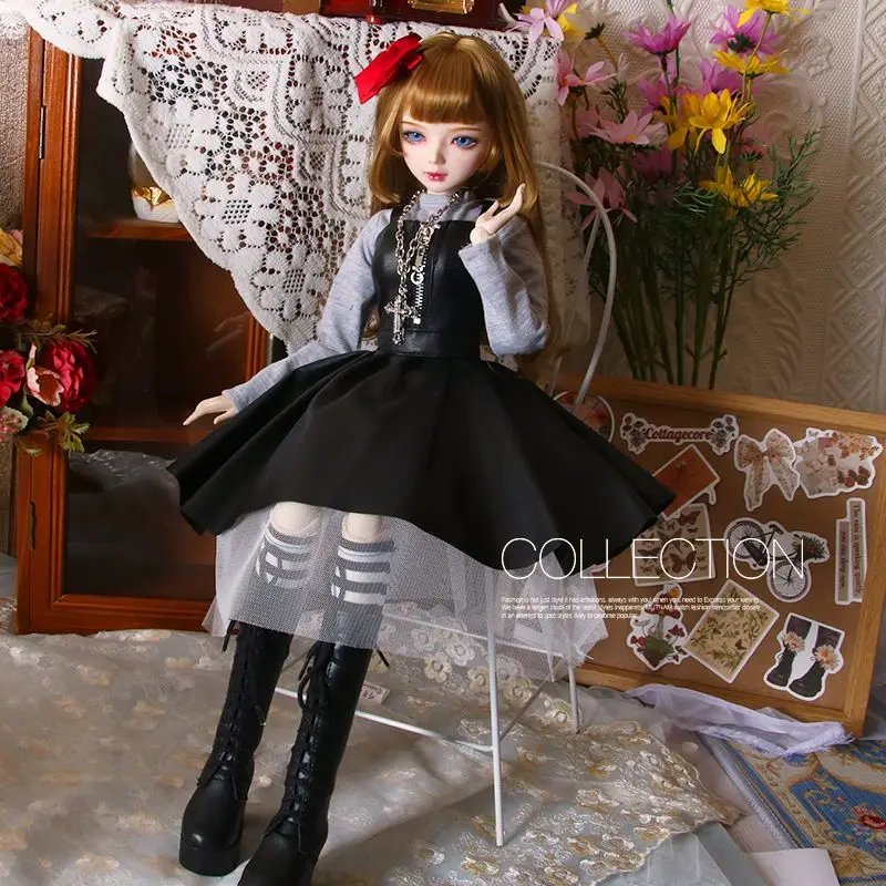 

Одежда для куклы 24 дюйма 60 см, комплект одежды для куклы 1/3 Bjd, кожаная юбка, игрушки «сделай сам» для девочек, наряд, модные аксессуары для кукол, без куклы