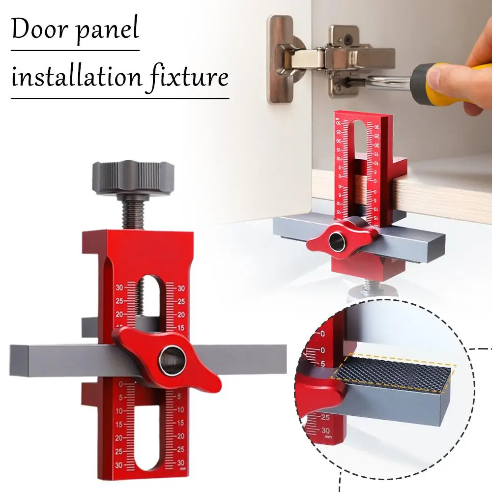 Adjustable Cabinet Door Mounting Jig Quick Positioning Hole Opening Tool Aluminum Alloy For Woodworking Installing Cabinets E7q7