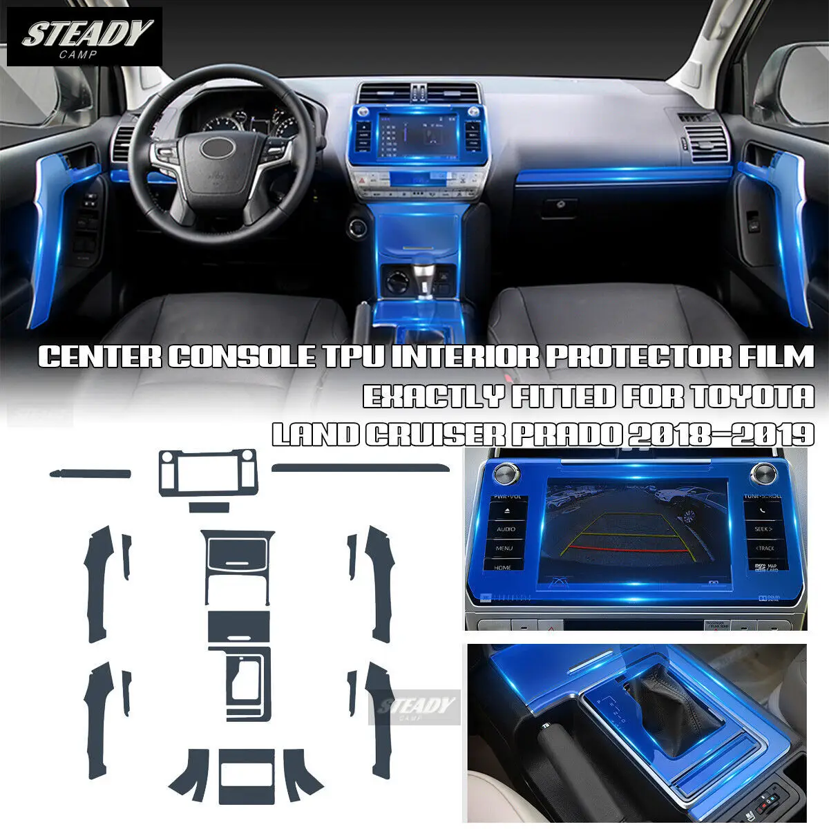 

For Toyota Land Cruiser 2018-2019 Car Interior Center Console Transparent TPU Protective Film Anti-scratch Repair Accessorie