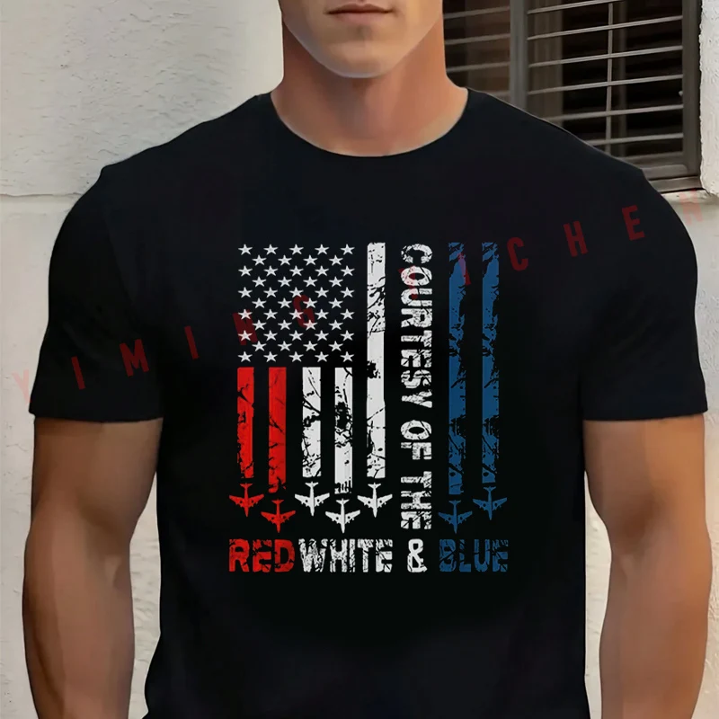 

Courtesy Of The Red White And Blue Vintage America US Flag Men Moto T-Shirt Cotton O-neck Short Sleeve Hip Hop Streetwear Tee