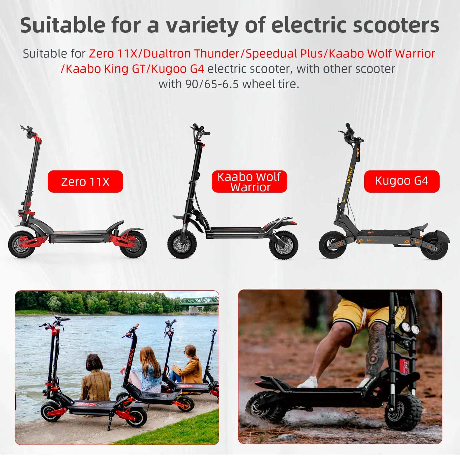 ULIP 2Pack 90/65-6.5 Winter Snow Scooter Tire Enhanced Ice Grip for Dualtron Thunder Zero 11X Kaabo Wolf Warrior 11 Scooters