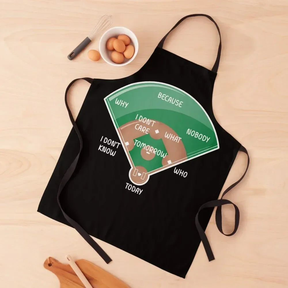 Funny Baseball Diamond Fielding Chart Gift Who's On First Apron Barista Customizable Woman Household Items Apron