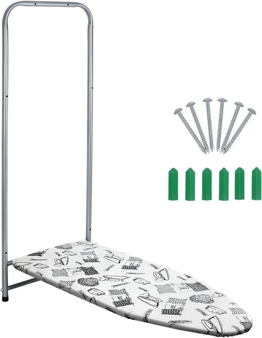 

14x38 Inch Wall or Door Mounted Ironing Board with Heat Resistant Cover, Foldable Space Saver