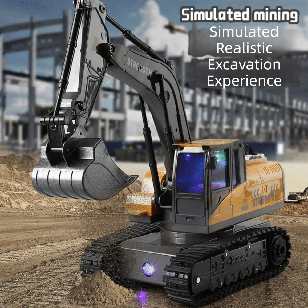 Plastic Alloy Remote Control Excavator 1:24 2.4Ghz 11 Channel Crawler Excavators Yellow Grey RC Car Model Toys Children's Gift