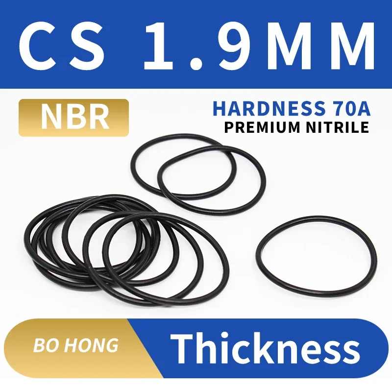 

CS1.9mm black NBR 70A nitrile rubber O-ring sealing gaskets wear-resistant gasket O-ring thickness 1.9mm rubber ring