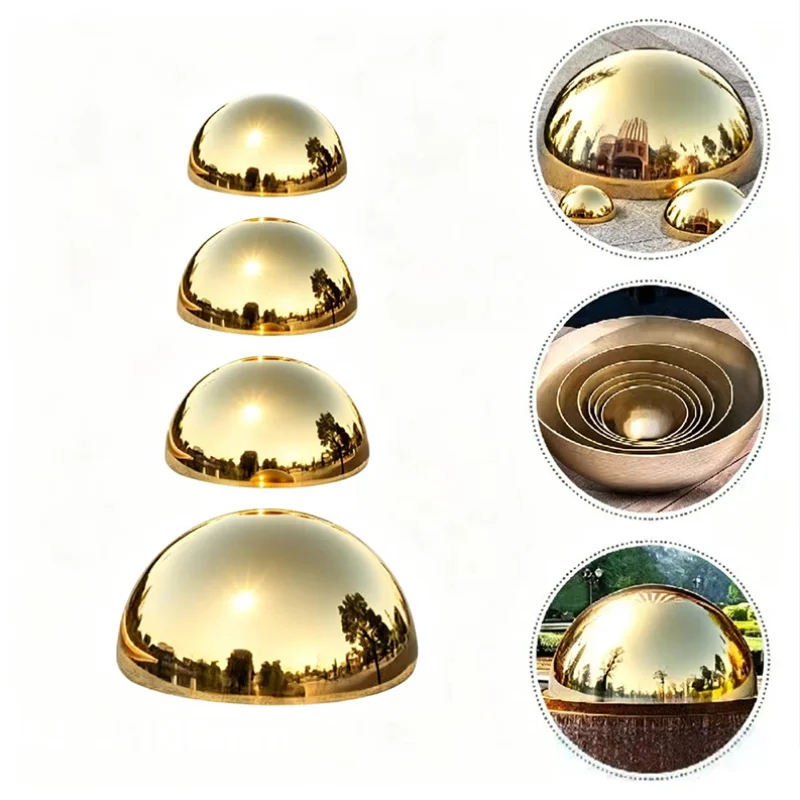 1-12Pcs 1.0mm Thick 304 Stainless Steel Titanium Gold Metal Hollow Decorative Ball Mirror Hemisphere Dome Head Diameter 19-300mm