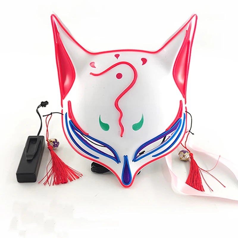 Holiday Light Up Neon Disguise Half Face Ball Mask LED Luminous Fox Mask Flashing Glowing Masquerade Dance Party Mask Costume