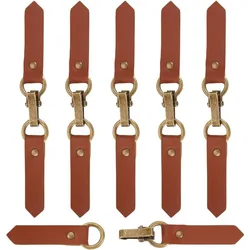 6 Sets Leather Tab Closure Clip Holder Peru PU Leather  Buckle Toggles Sew on Leather Buckles with  Cardigan  Holder
