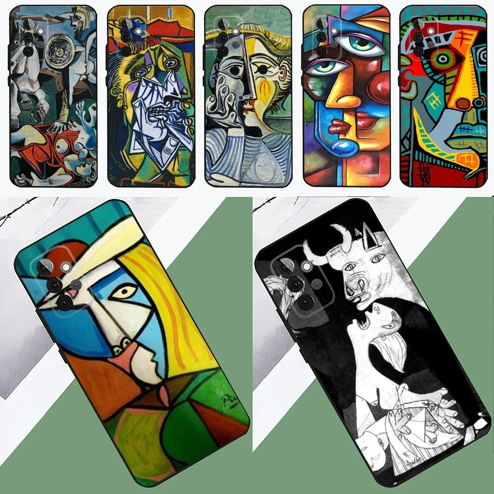 

P-Picasso abstract art Phone Case For SamsungS24,23,22,21,S20 ,Pro10,S30Plus,S9,20lite Ultra Black Cover