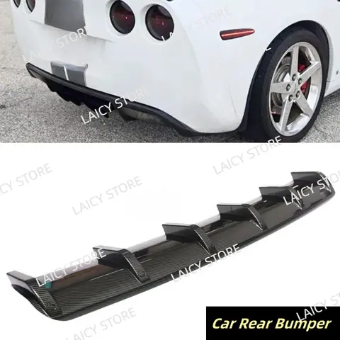 LAICY For Corvette C5 C6 C7 C8 Car Rear Bumper Side Diffuser Lip Spoiler Splitter Spoiler Shark 6 Fins Wing Body Kit Black