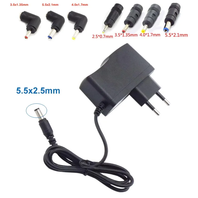 5V 2A Power Supply Adapter Charger EU Plug 5.5x2.1mm 3.5x1.35mm Connector Right Angle DC Plug for Led Transformer Charging