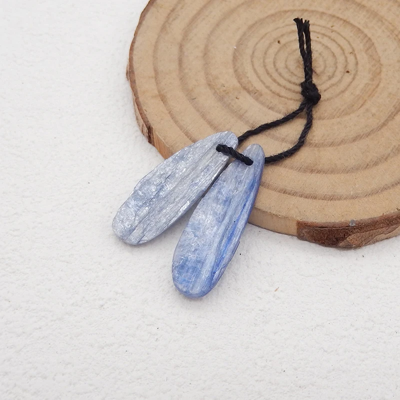 Semiprecious Stones Jewelry Natural Bead Blue Kyanite Gemstone Fashion Nugget Earrings For Women 25/23x8x3mm 2.1g