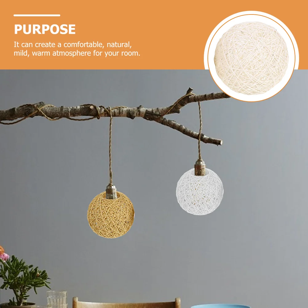 Rattan Decorative Night Lights Woven Lampshades Light Fixture Wicker Cotton Hanging Lamp Pendant Lamp