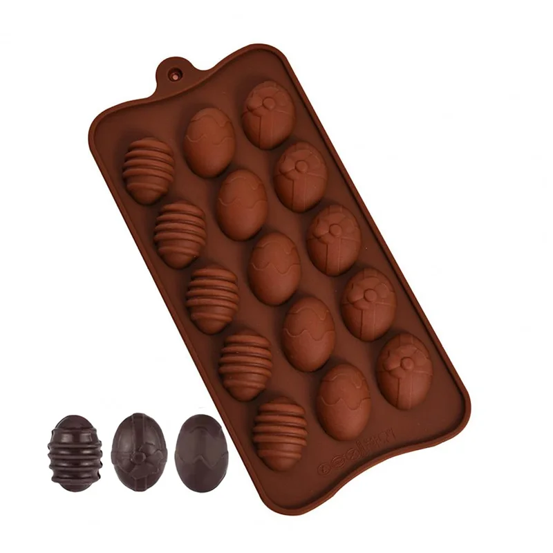 15 buracos mini ovos de páscoa moldes de chocolate de silicone forma moldes de bolo bakeware bandeja de cozimento fondant ferramentas de decoração do bolo