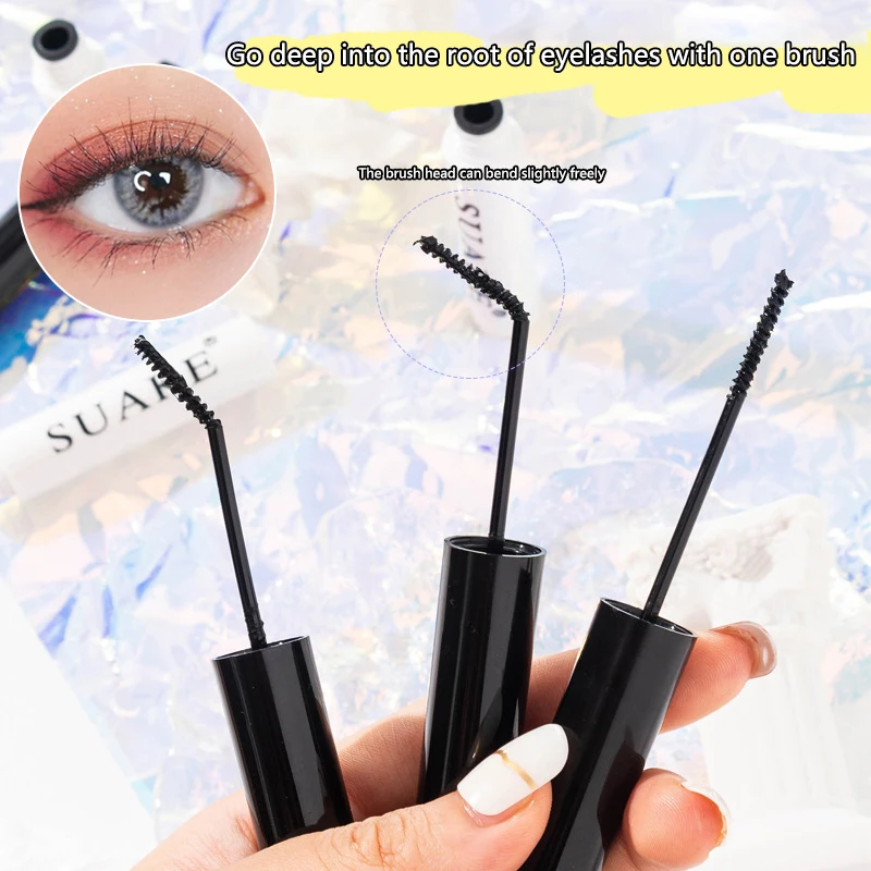 Mascara imperméable à l'eau, extension de cils bruns, brosse pour les yeux, maquillage de beauté, longue tenue, document bleu