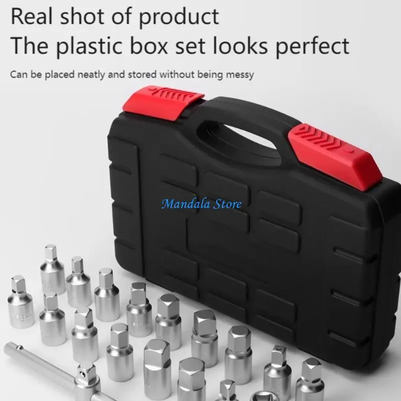 U2JC مجموعة أدوات السيارات الكاملة 18 قطعة مع مقبس مقاوم للتآكل مفتاح رافعة عالمي وحاوية تخزين محمولة #3