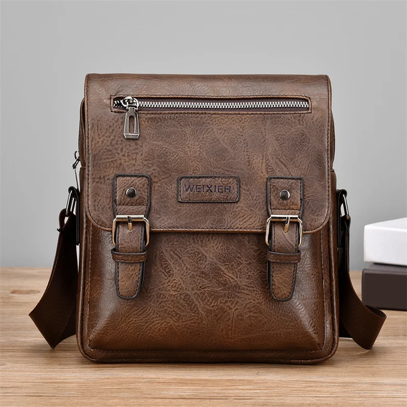 

PU Leather Men's Shoulder Bag Luxury Work Business Messenger Bags Fashion Male Crossbody with Adjustable Straps