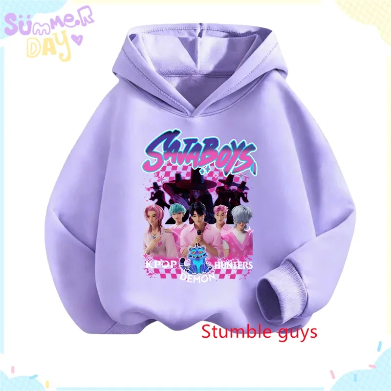

Boys Kpop Demon Hunters Anime Hoodie Autumn Winter Warm Soft Daily Wear Trendy Print Comfortable Hooded Sweatshirt​