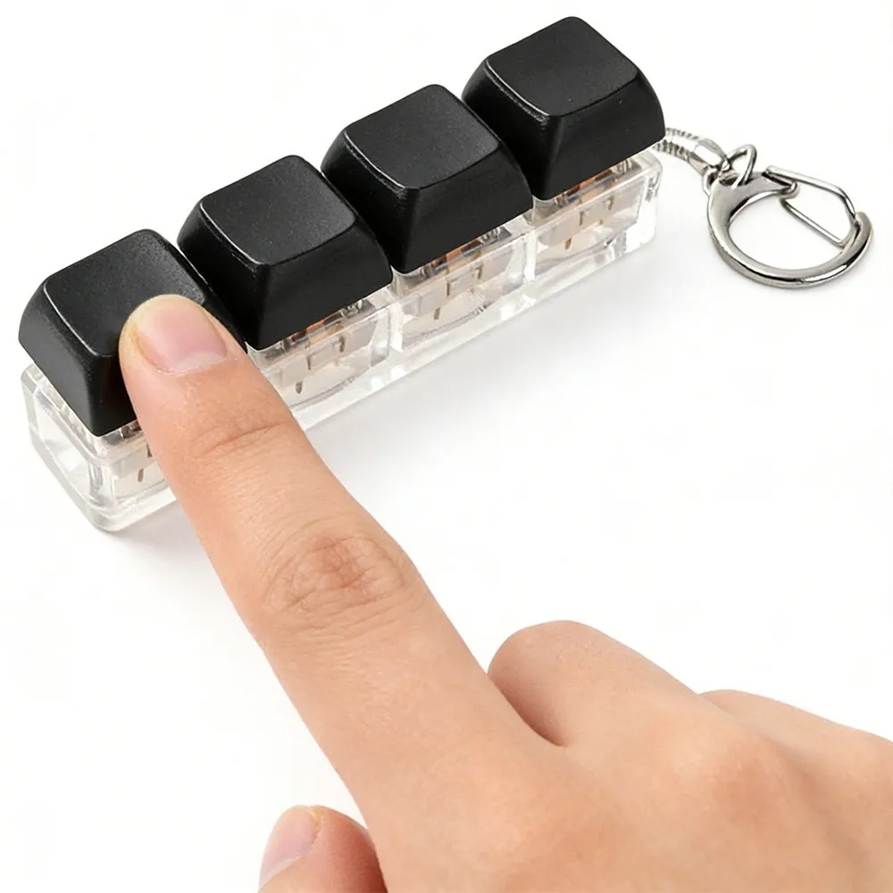 New DIY Keyboard Fidget Keychain No Lights Keys Button Clicker Relief Stress Pass The Time Pinch