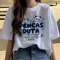 American retro 100% pure cotton Hong Kong-style short-sleeved T-shirt for women, Korean style loose and trendy ins top