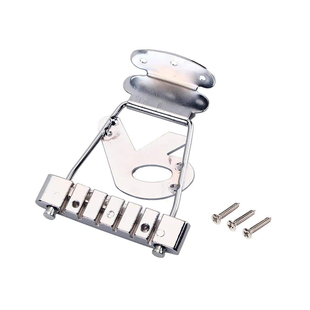 Adjustable Fixed Bridge Tailpiece Metal Jazz Guitar Replacement Hardtail Saddles Rubber Semi Hollow