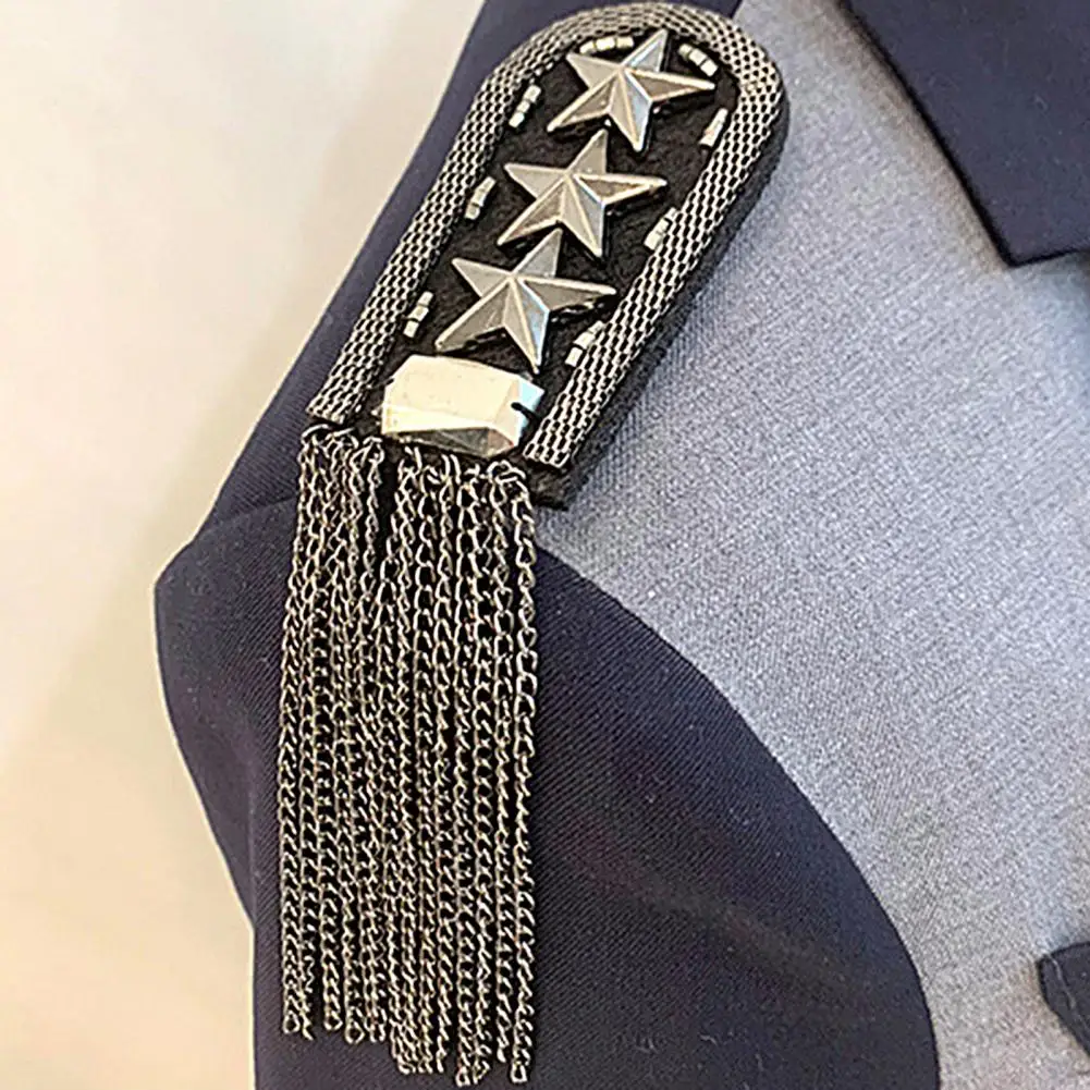 Tassel Shoulder Badge Handmade DIY Clothing Accessories Pentagram Suit Brooch Five-pointed Star Tassel Epaulet Shoulder Brooch