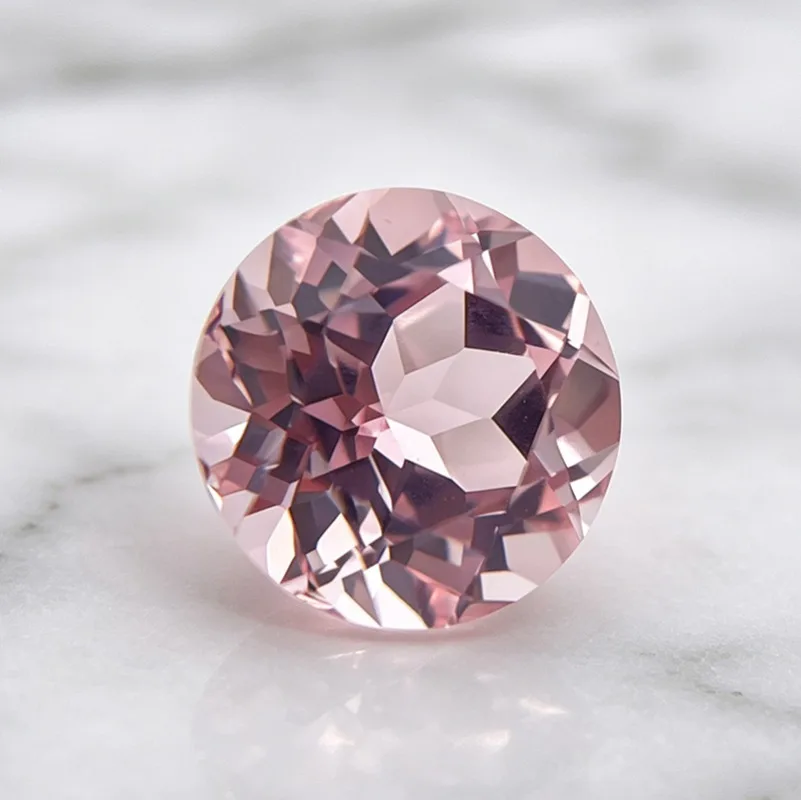 Laborgezüchteter Saphir in Runder Form, Sakura-Rosa Farbe, Edelstein für DIY-Ringe, Halsketten und Ohrringe, Wählbar mit Zertifikat – Detail 4