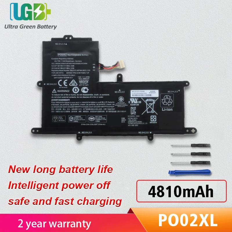 

UGB New PO02XL Battery For HP Stream11-R015WN 11-R014WM HSTNN-DB7G 7.6V 37WH 4810mAh