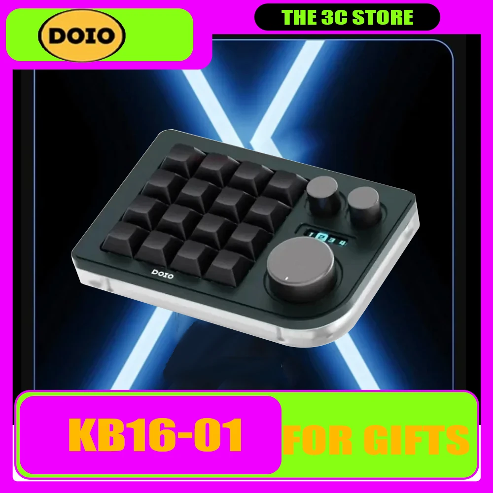 Doio Kb16-01 Mini Keyboard OLED Screen Knob Tri Mode 16 Keys Wired Mechanical Keyboard Customized Hot swap PC Accessory Designer