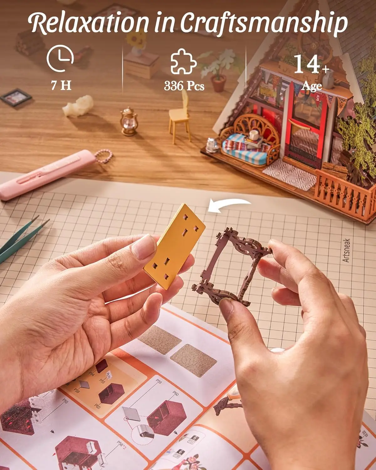 Robotime Rolife A-Frame Cabina Diy Kit de casa en miniatura Casa de muñecas de madera a partir de 14 años Decoración del hogar Regalos para mujeres y hombres