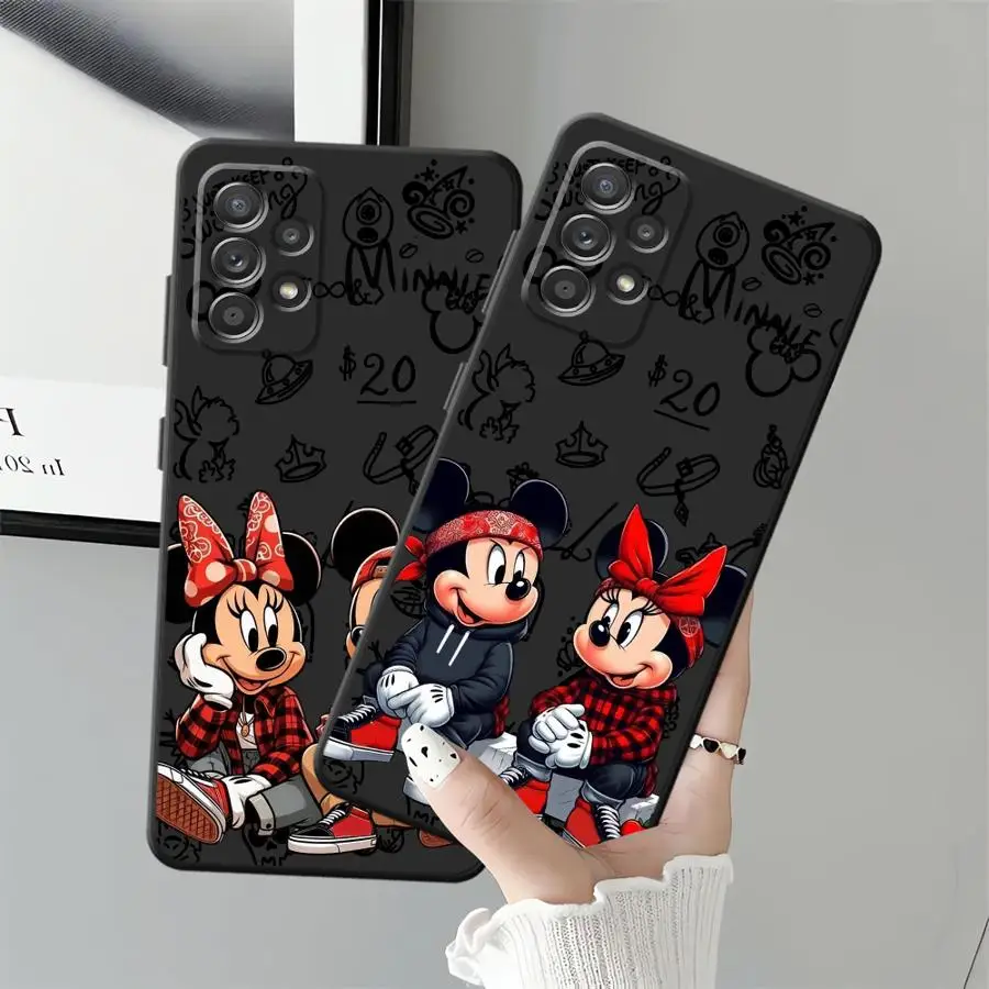 Funda para Samsung Galaxy A22 A52 A41 A51 A73 A24 A55 A25 A71 A23 A53 A26 A72 A35 A36 A32 funda negra suave para teléfono Disney Minnie