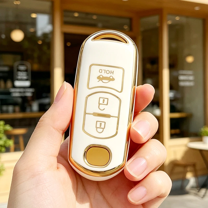 3 Buttons TPU Car Smart Remote Key Case Cover for Mazda 2 3 6 Axela Atenza CX-5 CX5 CX-7 CX-9 2014 2015 2016 2017 2018 Keychain