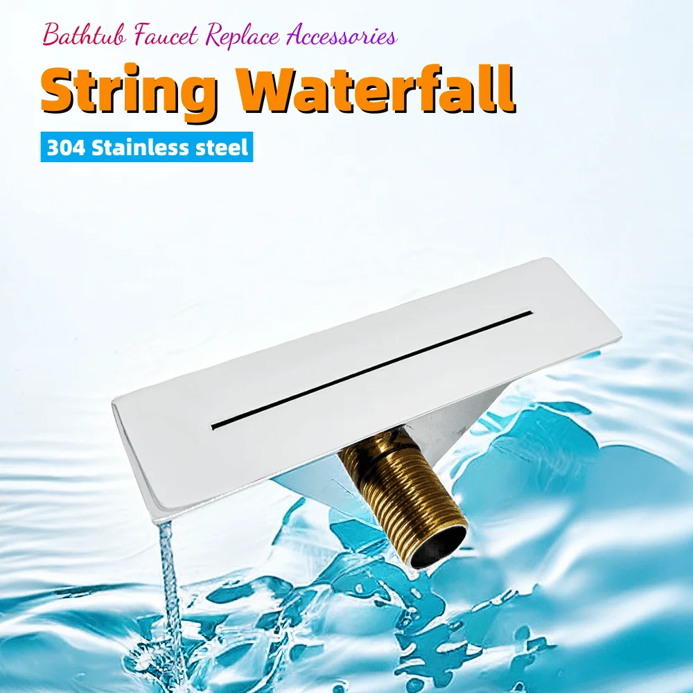 135X35mm Rectangular Bathtub String Waterfall Outlet Stainless Steel Bathroom Shower Faucet Rectangle Bathtub Water Jet Nozzle