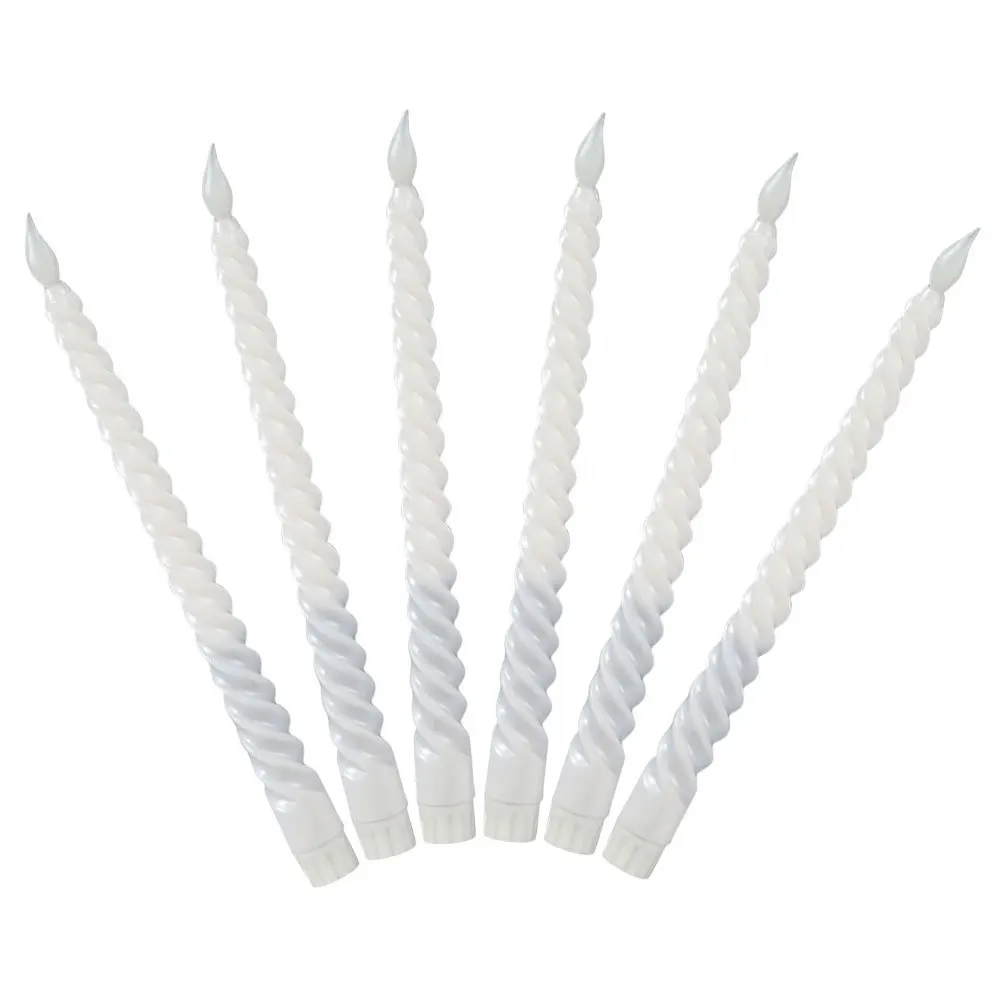 

6Pcs Flameless LED Candles Spiral Taper Powered Smooth Surface Warm Glow Alternative for Holiday Event