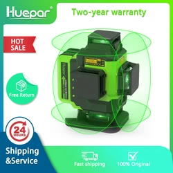 Huepar LS04CG 16 linee Green Beam 4D Cross Line Piastrellatura Utensili laser per pavimenti Osram Orizzontale e verticale con 2 batterie agli ioni di litio