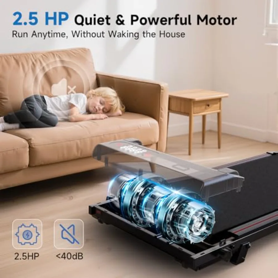 Walking Pad Treadmill with Handle Bar with 8% Incline, 2.5HP Quiet Under Desk 320 lbs 2 in 1Treadmills for Home Office, Compact