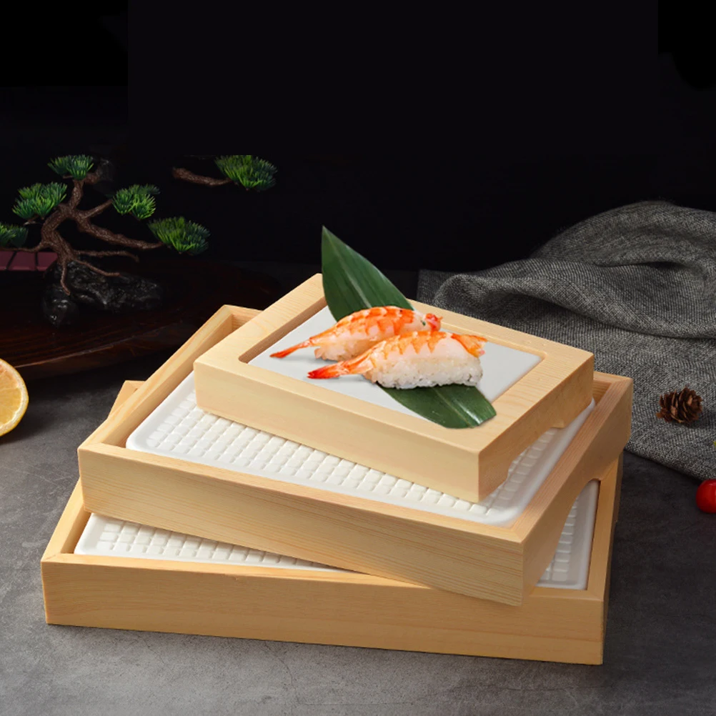 

Seafood Ice Sushi Plate Plate Bamboo Dish Food Storage Kitchen Seafood Dinner Tray Supply Serving Tableware Decor