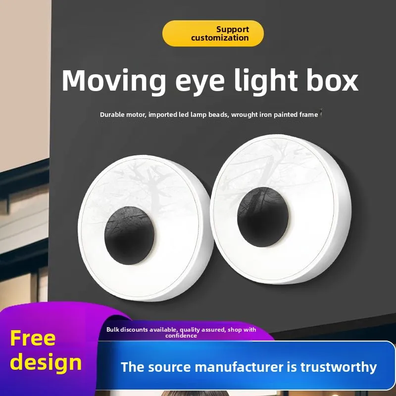 Moving eyes, light box, billboard, wall-mounted outdoor beating door head, round luminous sign